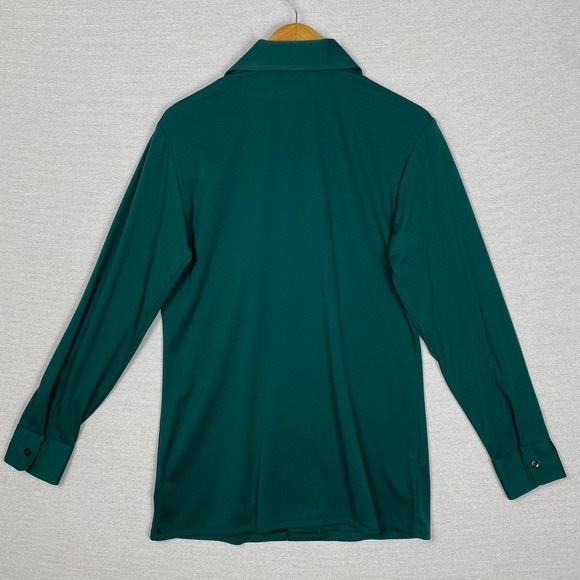 Vtg 70s Touch of Class Button Up Mens M Green Long Sleeve Disco Retro Party - Picture 2 of 8